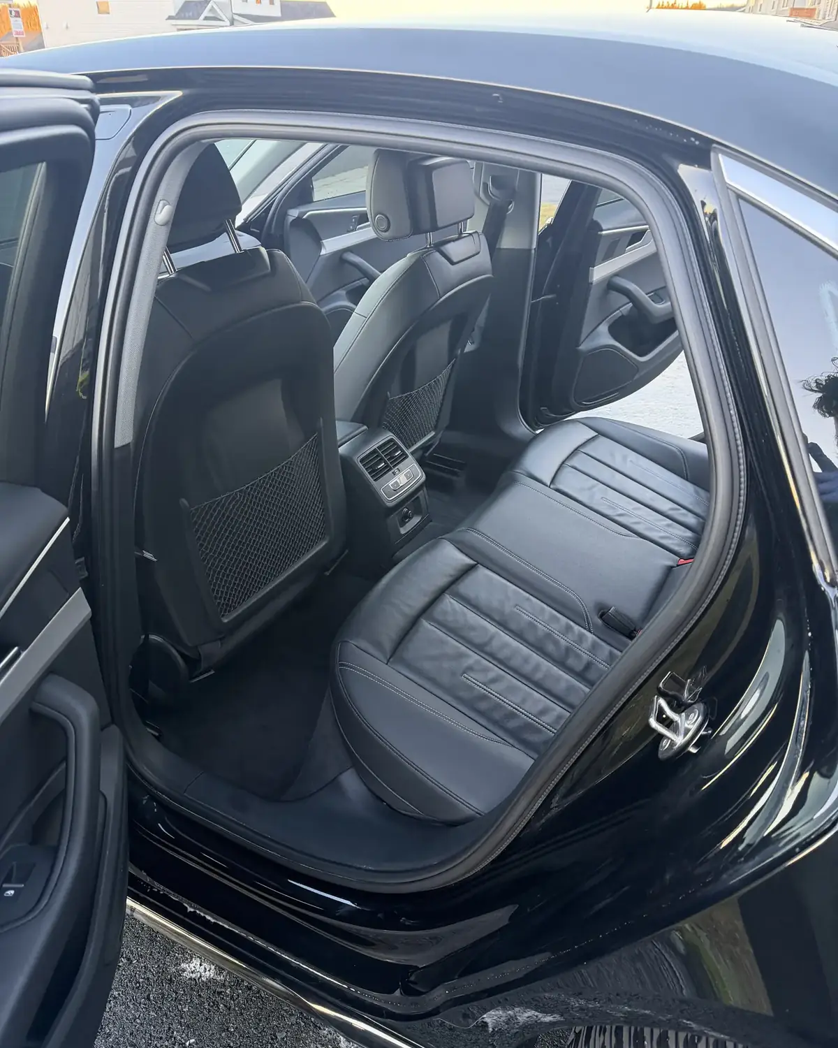 Rear seats of a black Audi